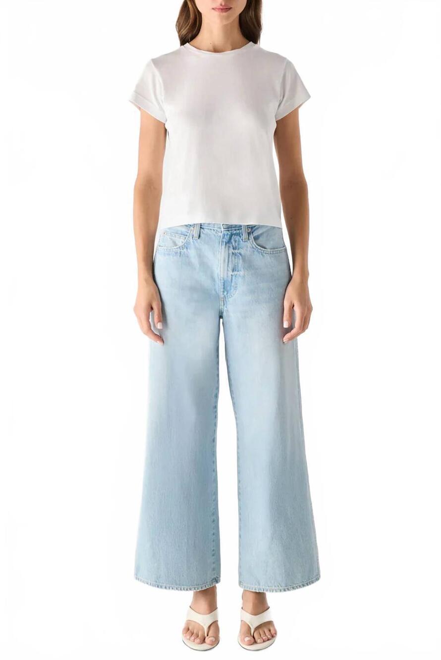 NEW AMO DENIM frida cropped wide leg jeans in whim